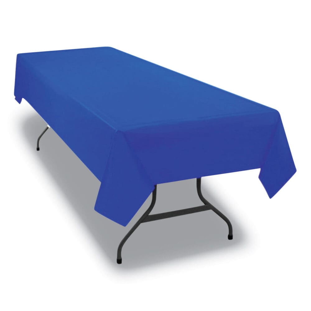 Table Set Rectangular Table Cover, Heavyweight Plastic, 54" x 108", Blue, 6/Pack - Image 5