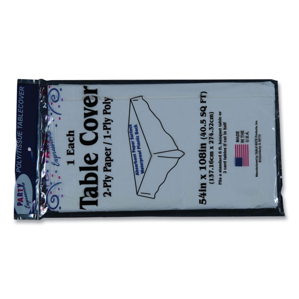 Table Set Poly Tissue Table Cover, 54" x 108", White, 6/Pack - Image 3