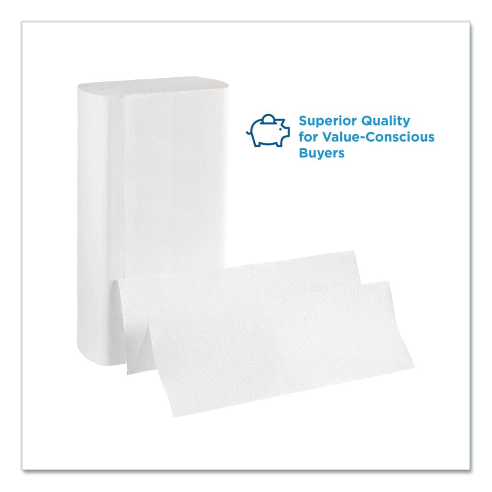 Pacific Blue Select Folded Paper Towels, 1-Ply, 9.2 x 9.4, White, 250/Pack, 16 Packs/Carton - Image 2