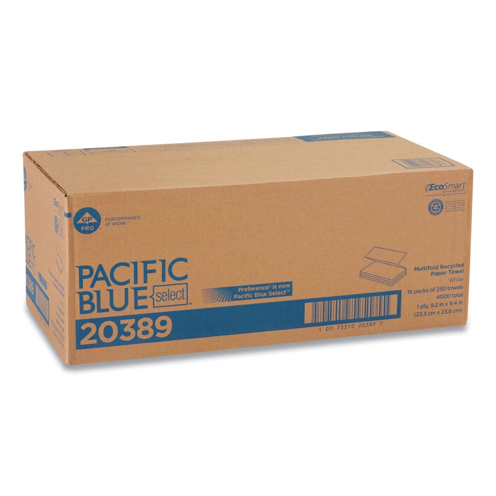 Pacific Blue Select Folded Paper Towels, 1-Ply, 9.2 x 9.4, White, 250/Pack, 16 Packs/Carton - Image 4