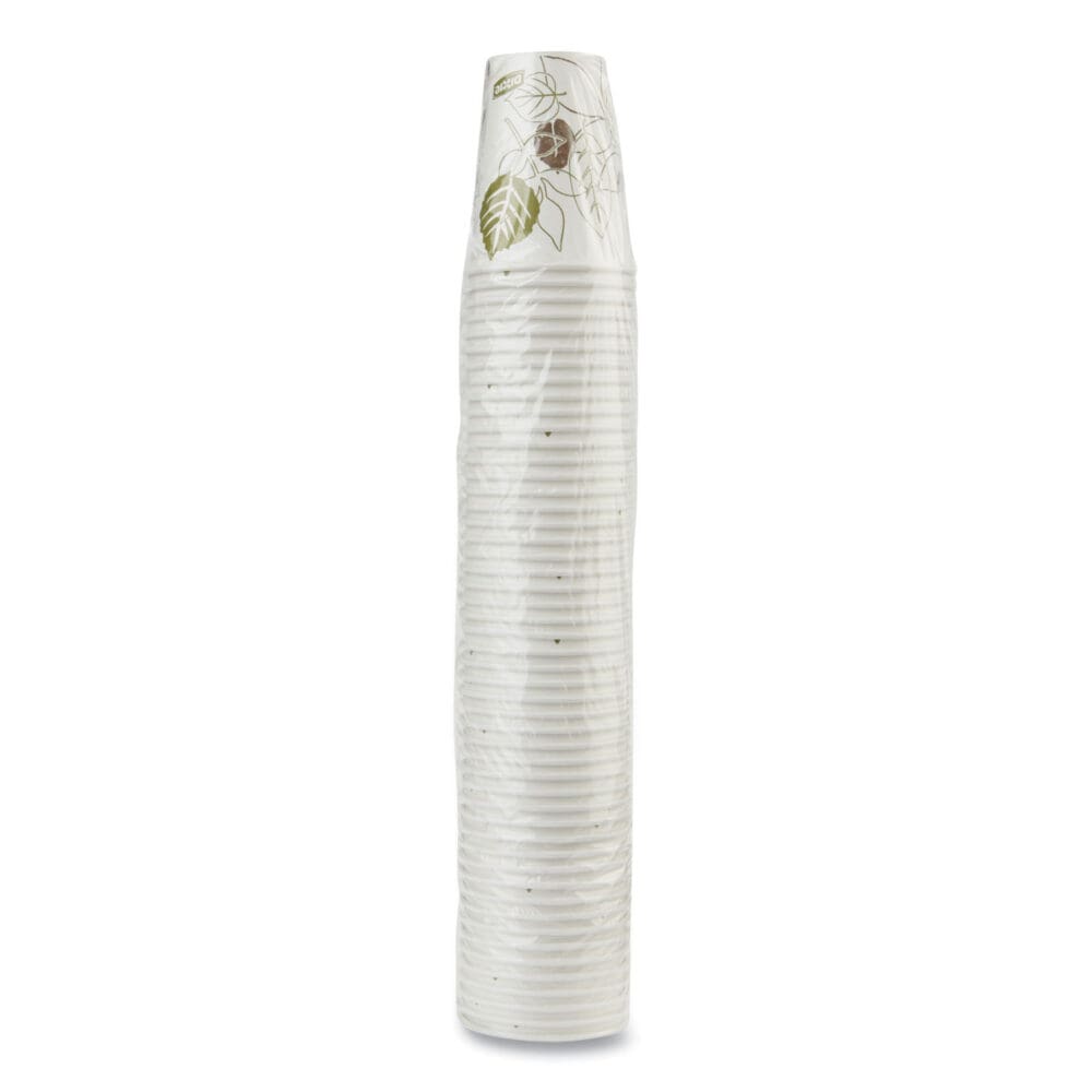 Pathways Paper Hot Cups, 8 oz, White/Green, 50/Pack - Image 2
