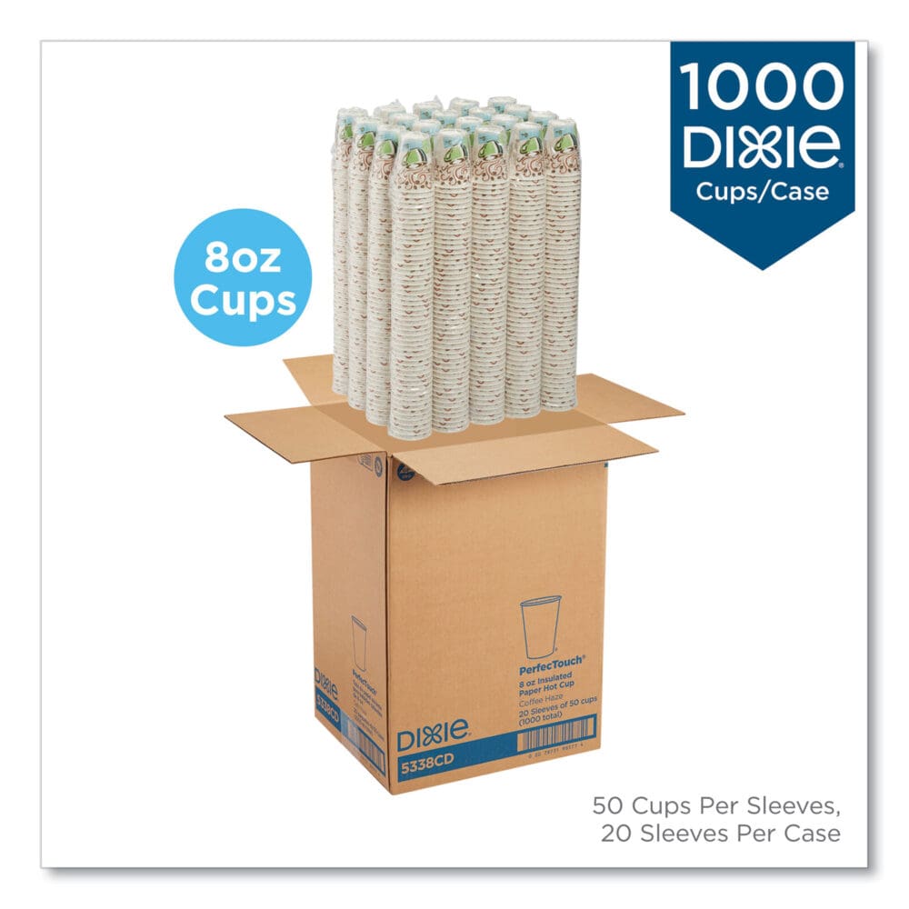 PerfecTouch Paper Hot Cups, 8 oz, Coffee Haze Design, 50/Sleeve, 20 Sleeves/Carton - Image 13