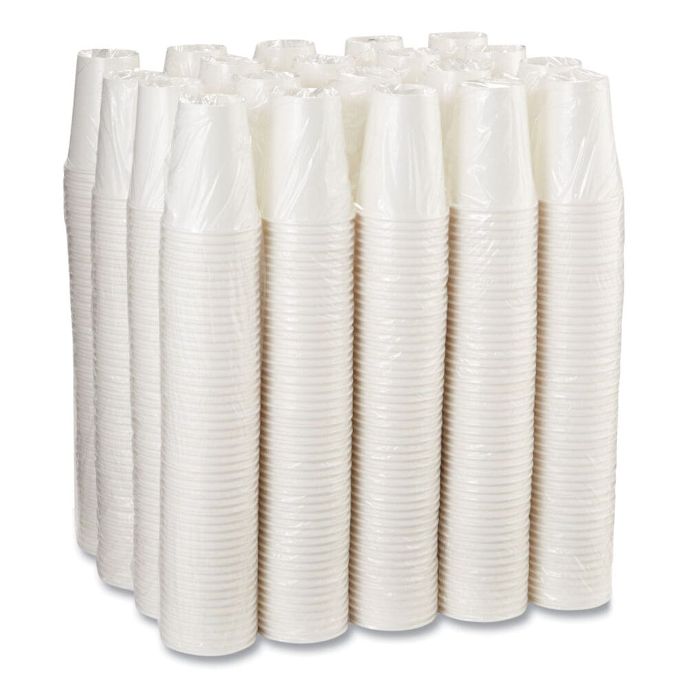 Paper Hot Cups, 12 oz, White, 50/Sleeve, 20 Sleeves/Carton - Image 2