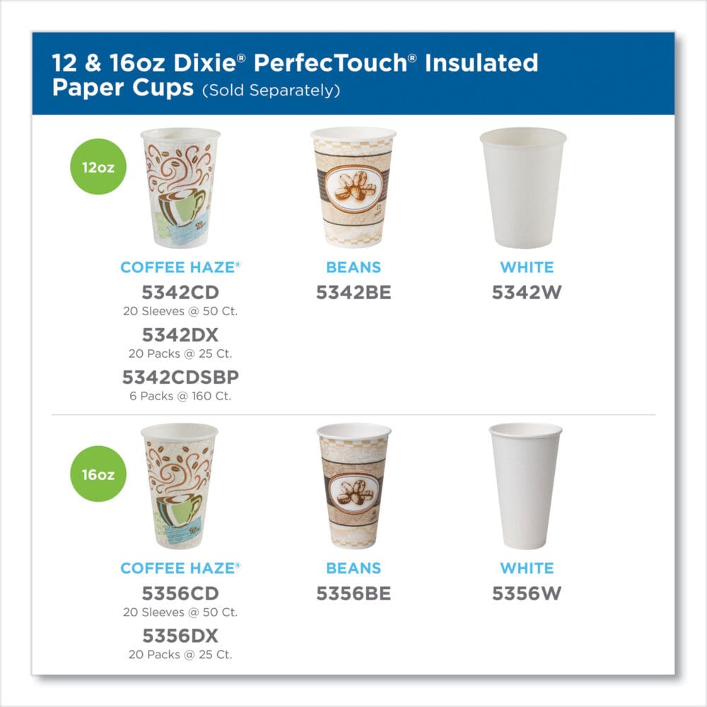 PerfecTouch Paper Hot Cups, 12 oz, Coffee Haze Design, 50/Sleeve, 20 Sleeves/Carton - Image 2