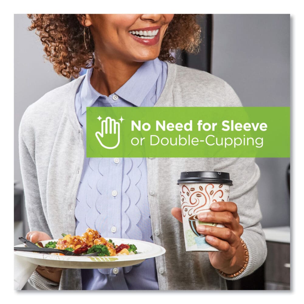 PerfecTouch Hot Cups, 8 oz, Coffee Haze Design, Individually Wrapped, 50/Sleeve, 20 Sleeves/Carton - Image 5