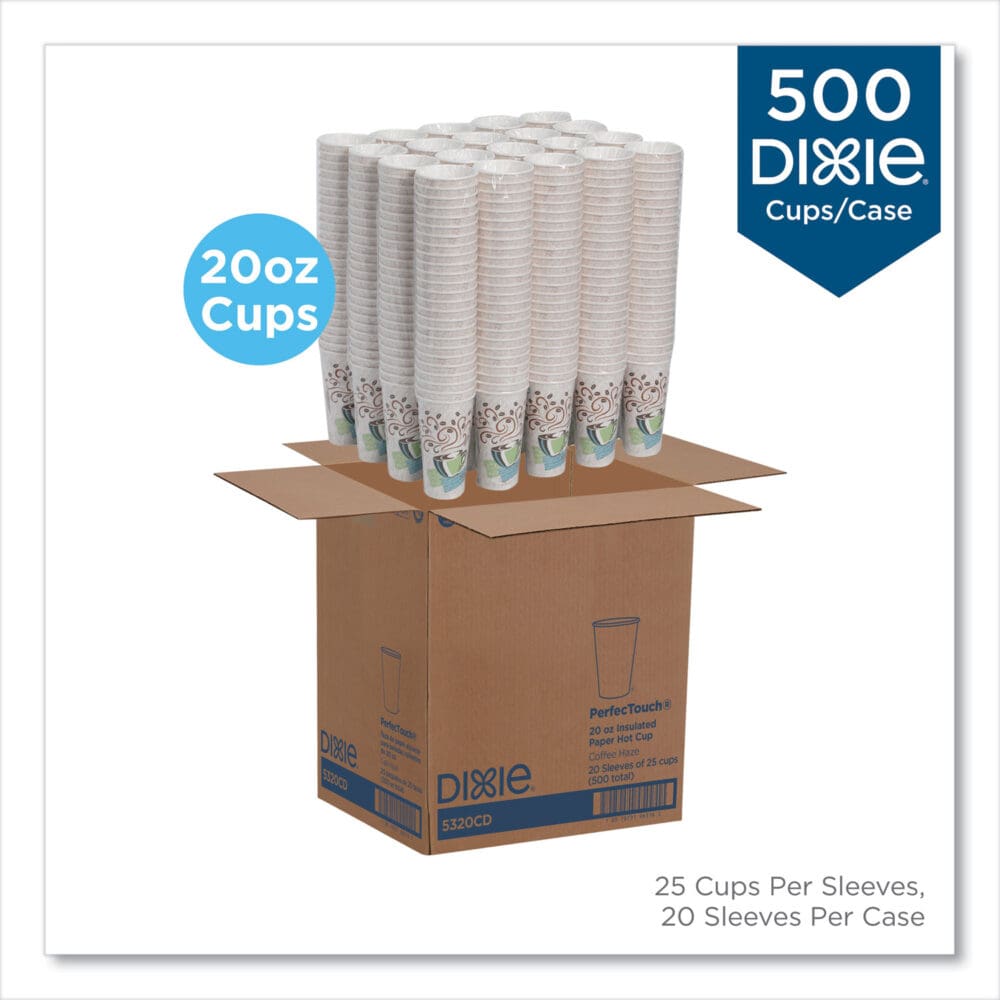 PerfecTouch Paper Hot Cups, 20 oz, Coffee Haze Design, 25/Sleeve, 20 Sleeves/Carton - Image 2