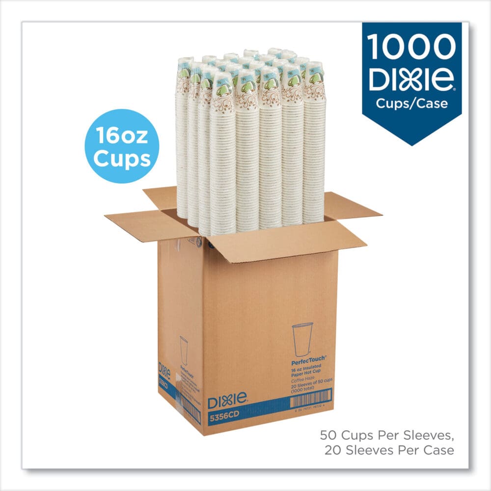 PerfecTouch Paper Hot Cups, 16 oz, Coffee Haze Design, 50/Sleeve, 20 Sleeves/Carton - Image 13