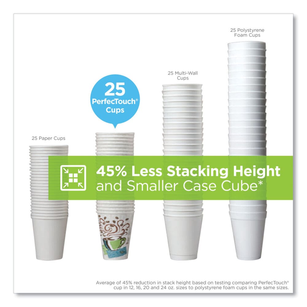 PerfecTouch Paper Hot Cups, 16 oz, Coffee Haze Design, 50/Sleeve, 20 Sleeves/Carton - Image 9