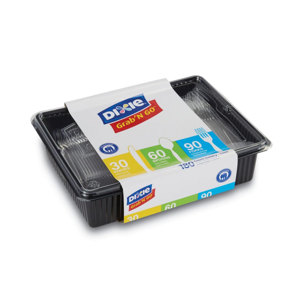Combo Pack, Tray with Clear Plastic Utensils, 90 Forks, 30 Knives, 60 Spoons - Image 4