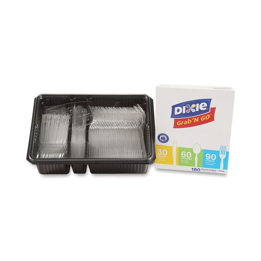 Combo Pack, Tray with Clear Plastic Utensils, 90 Forks, 30 Knives, 60 Spoons - Image 2