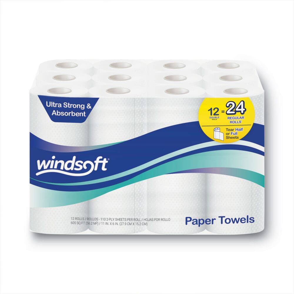 Premium Kitchen Roll Towels, 2-Ply, 11 x 6, White, 110/Roll, 12 Rolls/Carton - Image 8