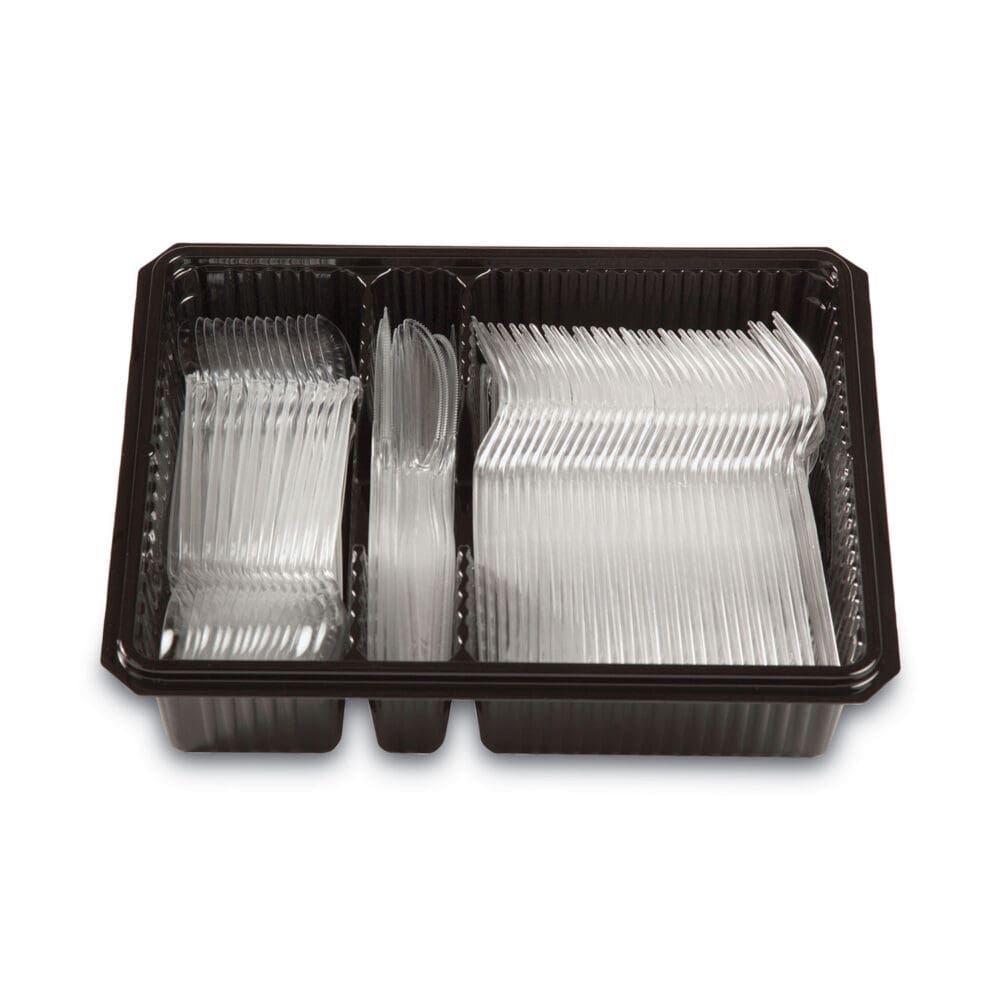 Combo Pack, Tray with Clear Plastic Utensils, 90 Forks, 30 Knives, 60 Spoons - Image 3