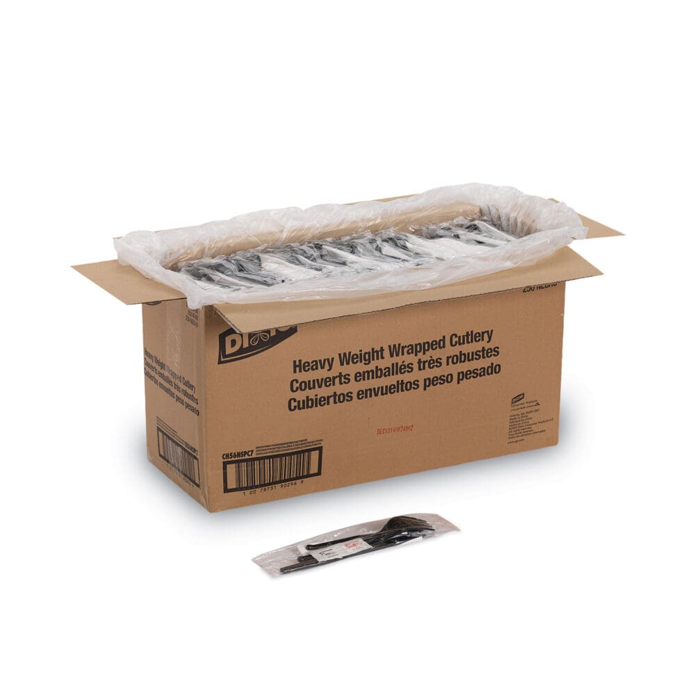 Wrapped Tableware/Napkin Packets, Fork/Knife/Spoon/Napkin, Black, 250/Carton - Image 3