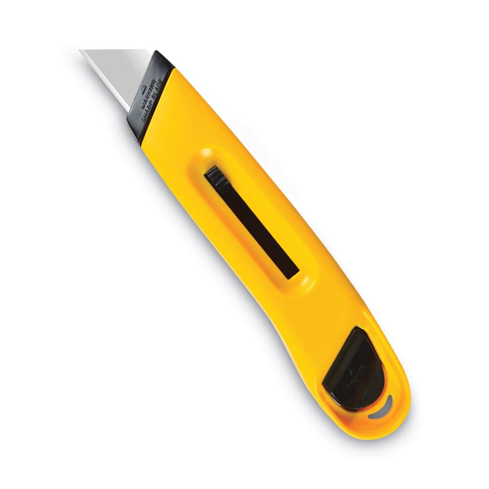 Plastic Utility Knife with Retractable Blade and Snap Closure, 6" Plastic Handle, Yellow - Image 4
