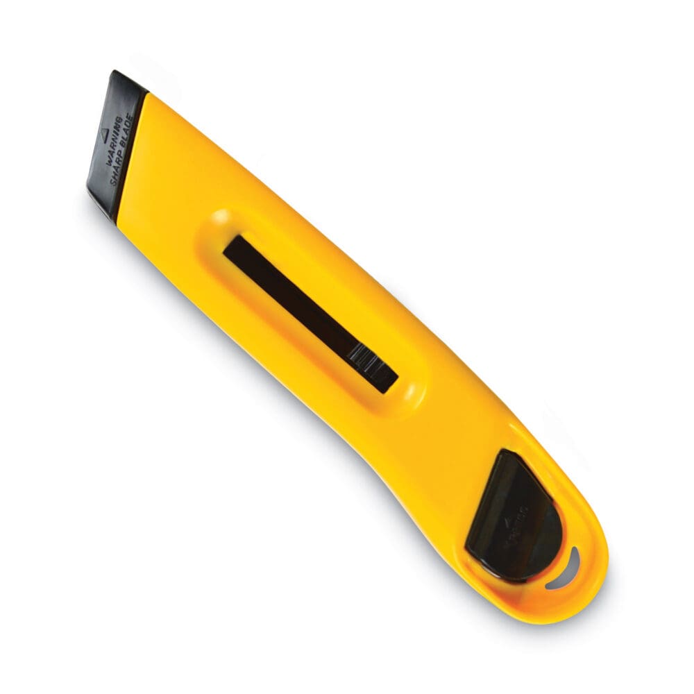 Plastic Utility Knife with Retractable Blade and Snap Closure, 6" Plastic Handle, Yellow - Image 2