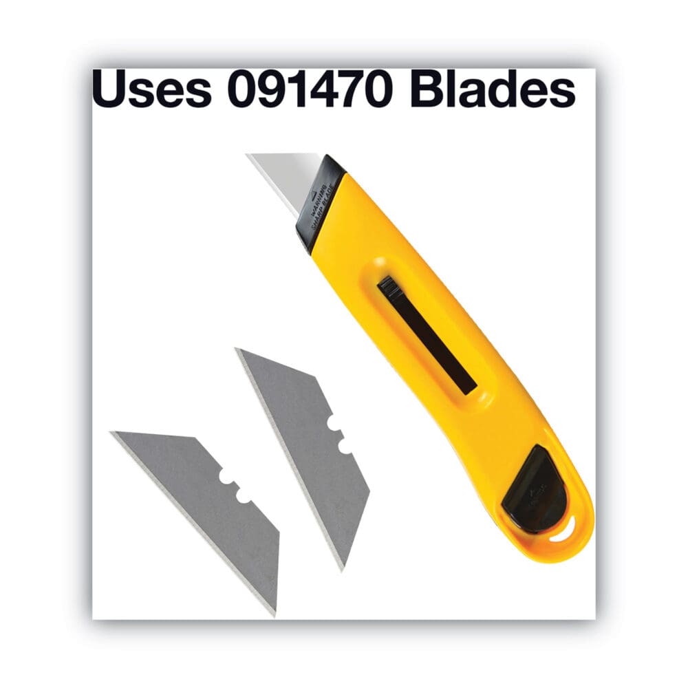 Plastic Utility Knife with Retractable Blade and Snap Closure, 6" Plastic Handle, Yellow - Image 3