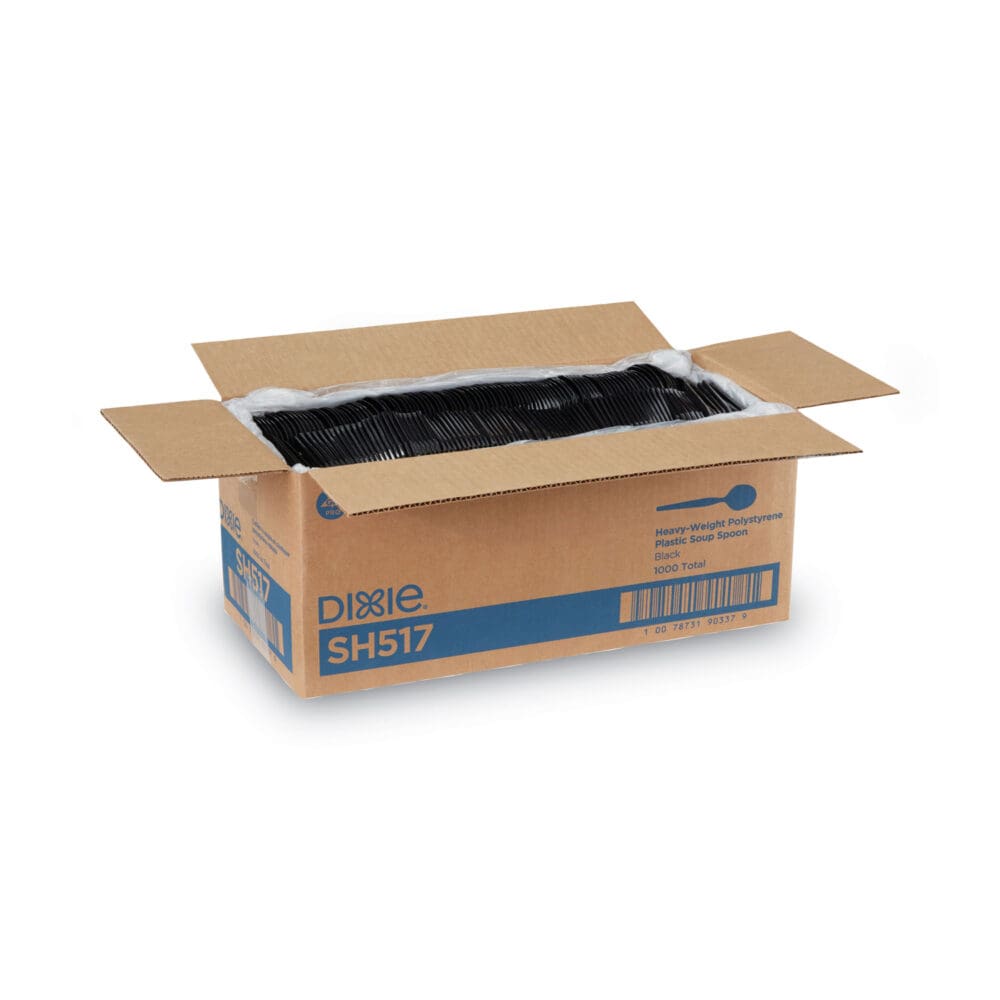 Plastic Cutlery, Heavyweight Soup Spoons, 5 3/4", Black, 1,000/Carton - Image 3