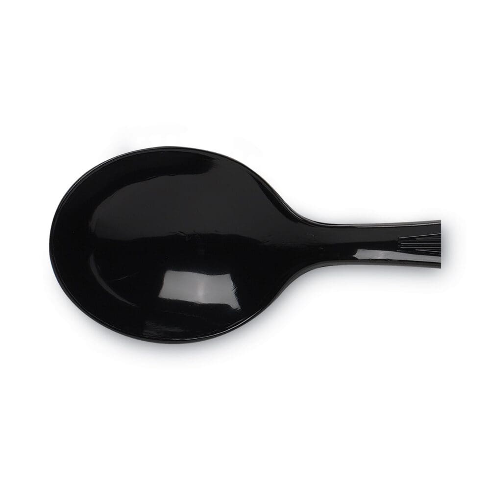 Plastic Cutlery, Heavyweight Soup Spoons, 5 3/4", Black, 1,000/Carton - Image 2