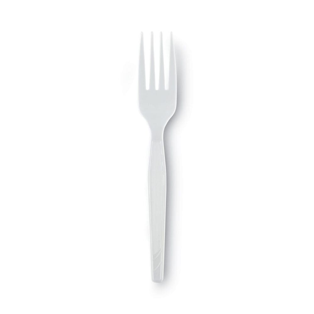Plastic Cutlery, Heavy Mediumweight Forks, White, 1,000/Carton - Image 2