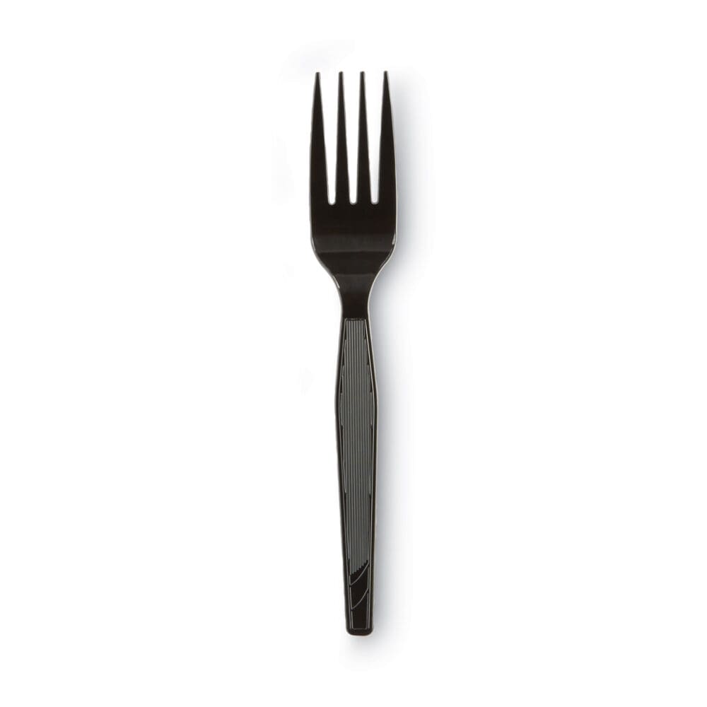Plastic Cutlery, Heavy Mediumweight Forks, Black, 1,000/Carton - Image 2