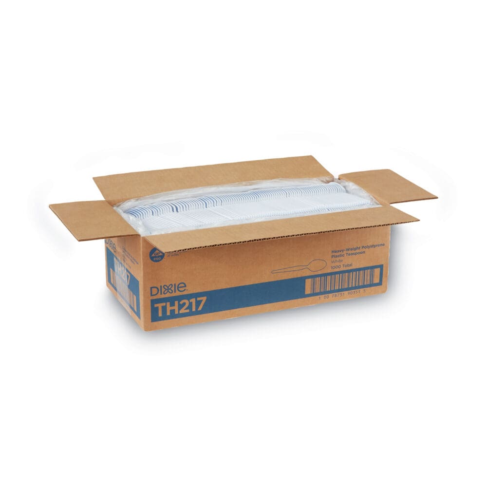 Plastic Cutlery, Heavyweight Teaspoons, White, 1,000/Carton - Image 3