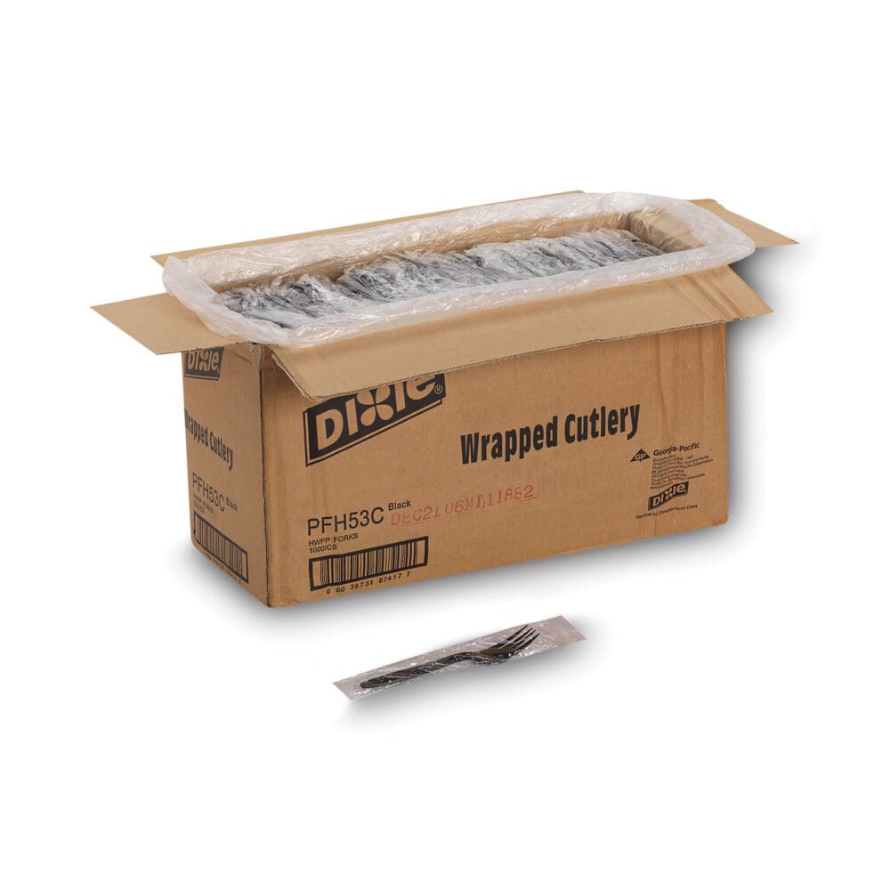 Individually Wrapped Heavyweight Forks, Polypropylene, Black, 1,000/Carton - Image 5