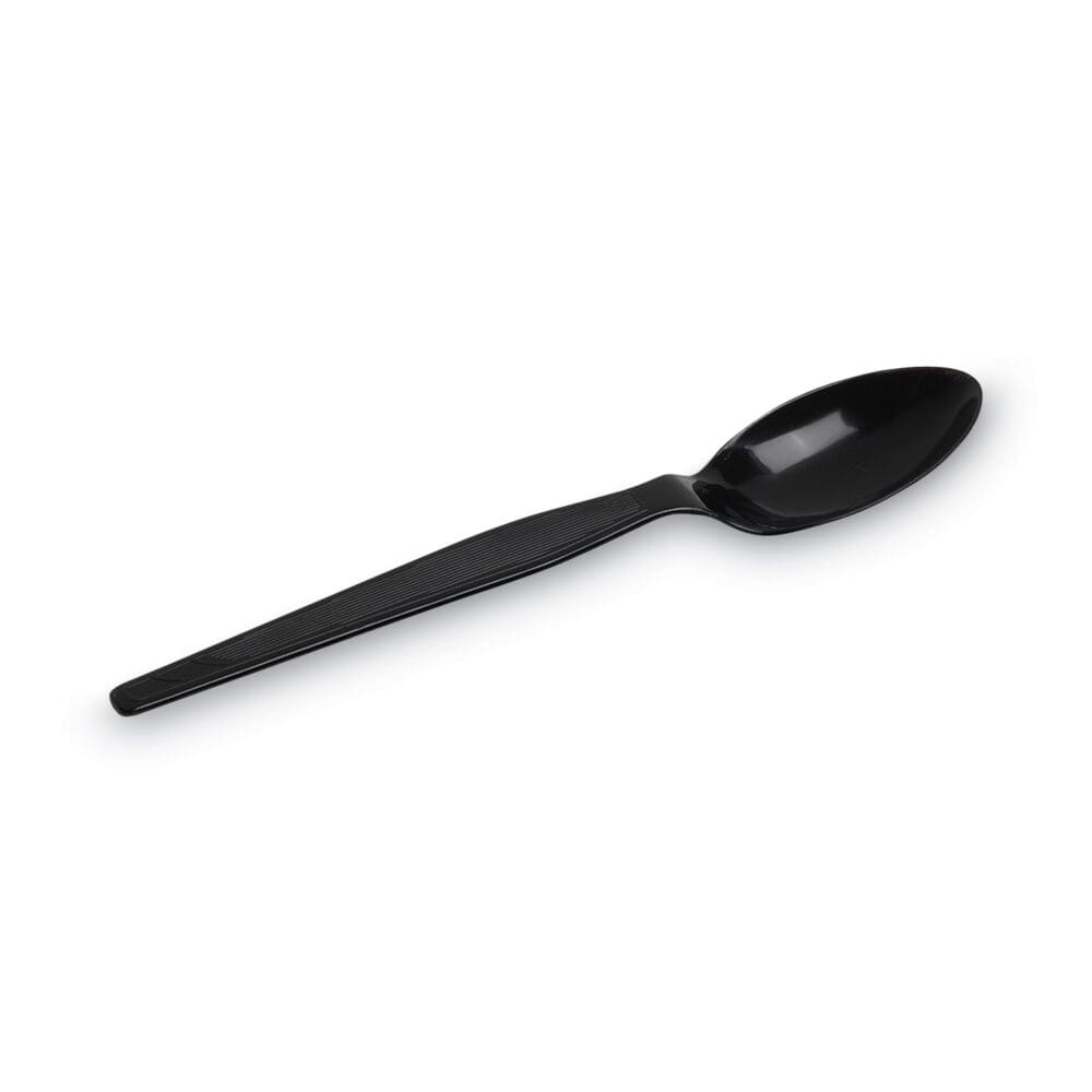 Individually Wrapped Heavyweight Teaspoons, Polystyrene, Black 1,000/Carton - Image 2