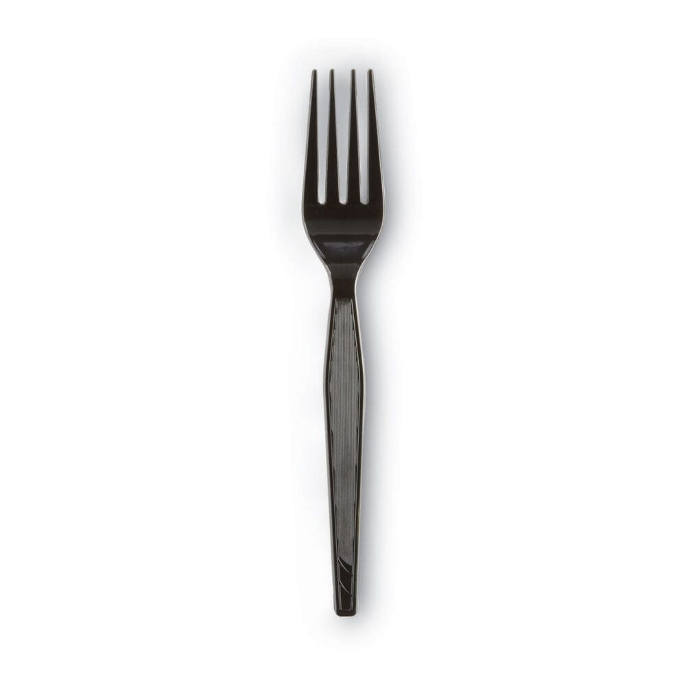 Plastic Cutlery, Heavyweight Forks, Black, 1,000/Carton - Image 5