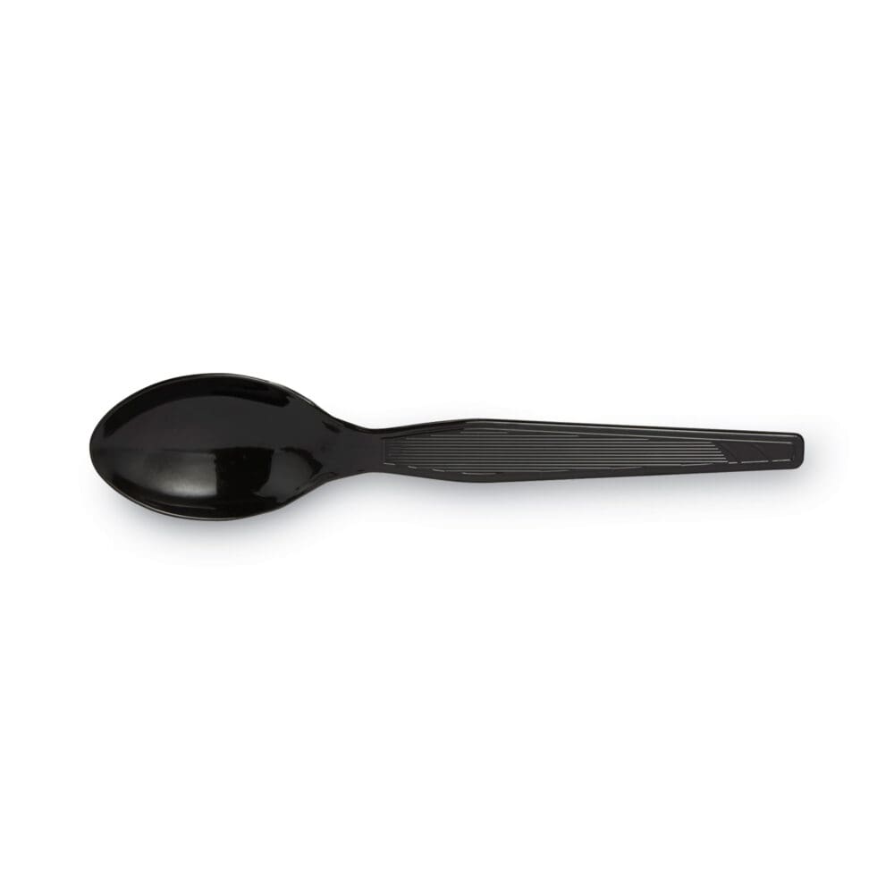 Plastic Cutlery, Heavyweight Teaspoons, Black, 1,000/Carton - Image 4