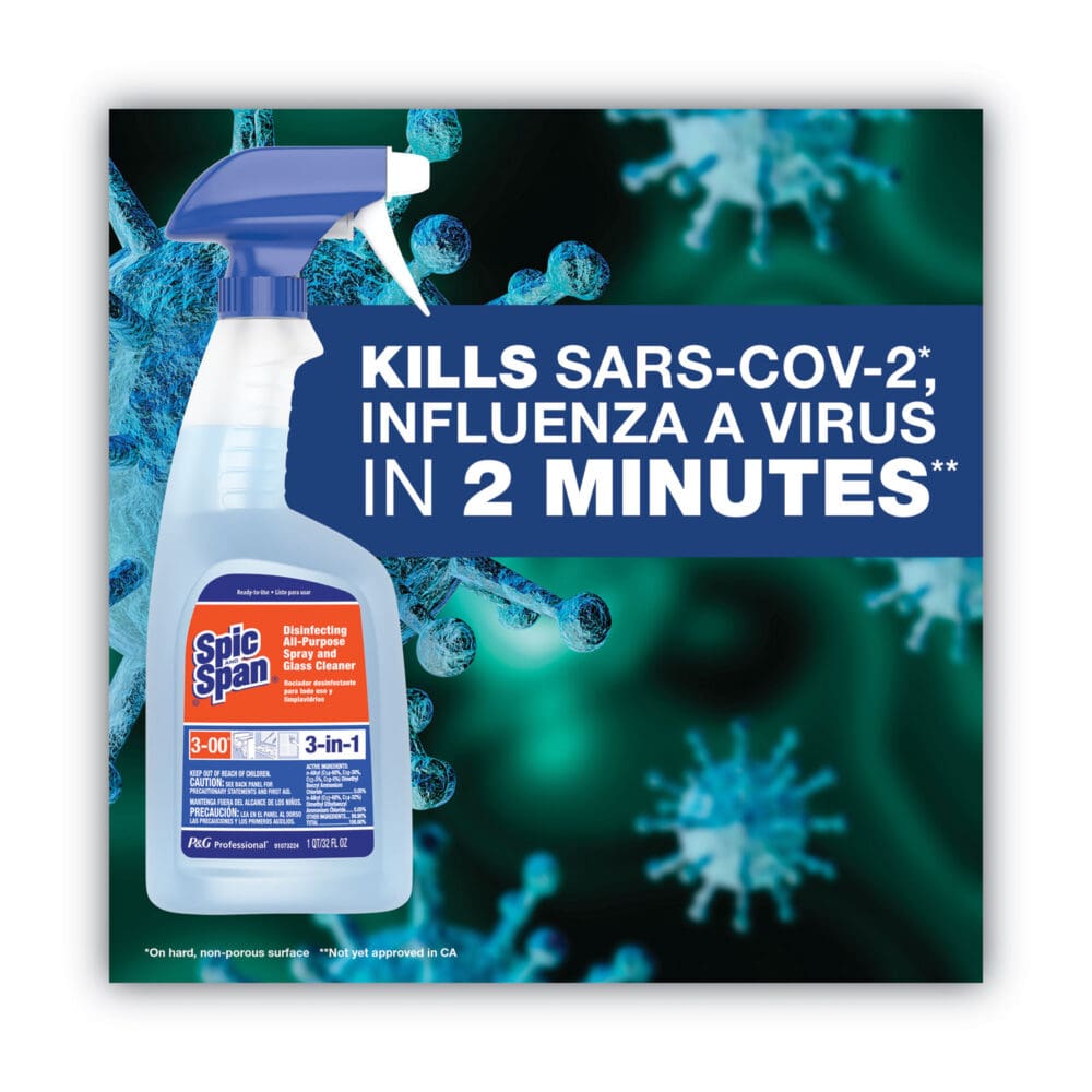 Disinfecting All-Purpose Spray and Glass Cleaner, Fresh Scent, 32 oz Spray Bottle, 6/Carton - Image 2
