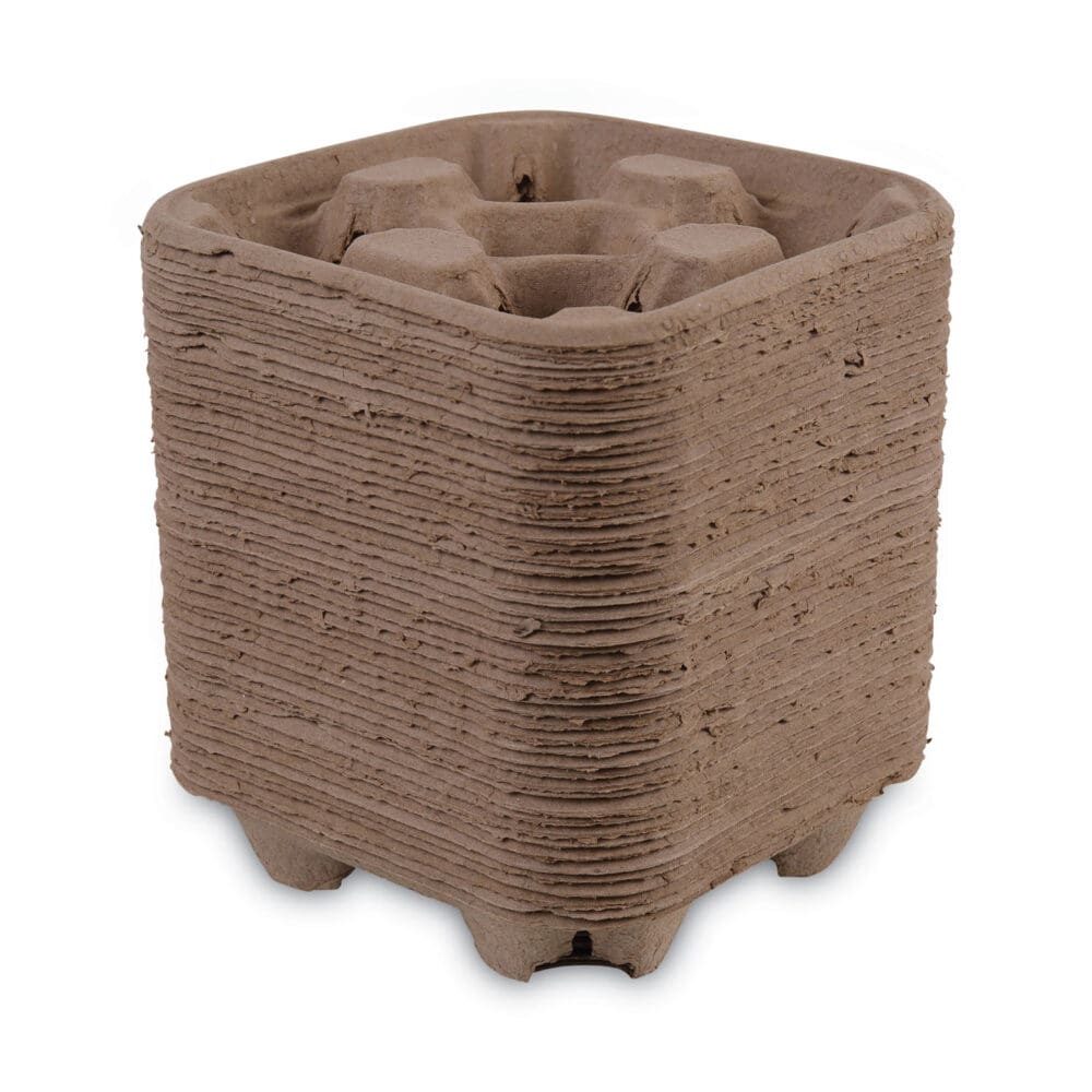 Cup Carrier Tray, 8 oz to 32 oz, Four Cups, Kraft, 300/Carton - Image 5
