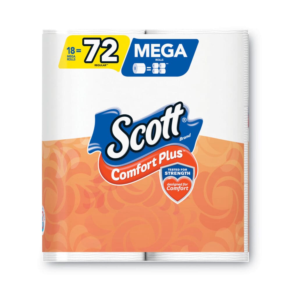 ComfortPlus Toilet Paper, Mega Roll, Septic Safe, 1-Ply, White, 425 Sheets/Roll, 18 Rolls/Pack - Image 3