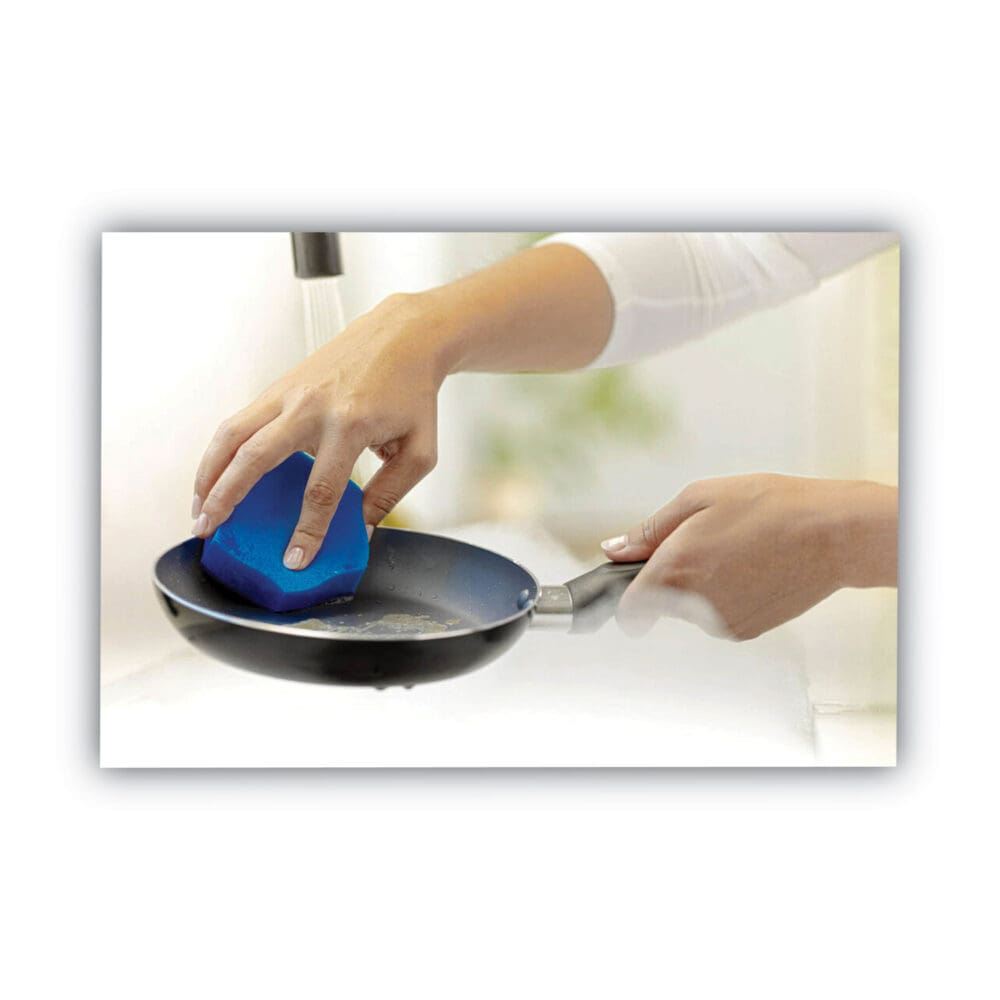 Advanced Scrub Dots Non-Scratch Scrub Sponges, 3.2 x 3.7, 1" Thick, Light Blue/Purple, 2/Pack - Image 8