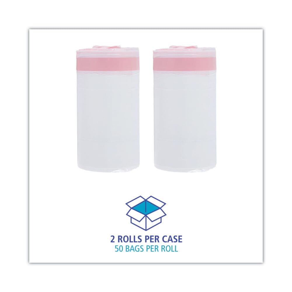Drawstring Kitchen Bags, 13 gal, 0.8 mil, White, 50 Bags/Roll, 2 Rolls/Carton - Image 2