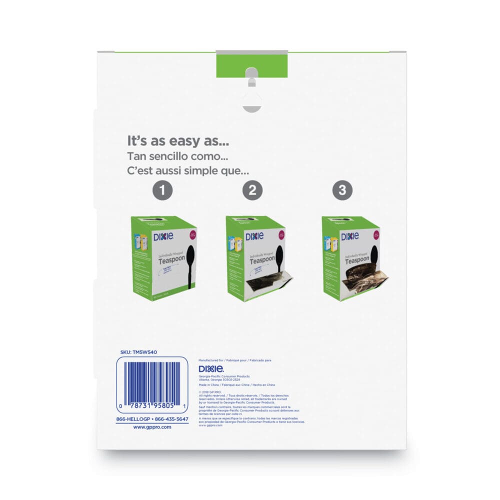 Grab?N Go Wrapped Cutlery, Teaspoons, Black, 90/Box, 6 Box/Carton - Image 3
