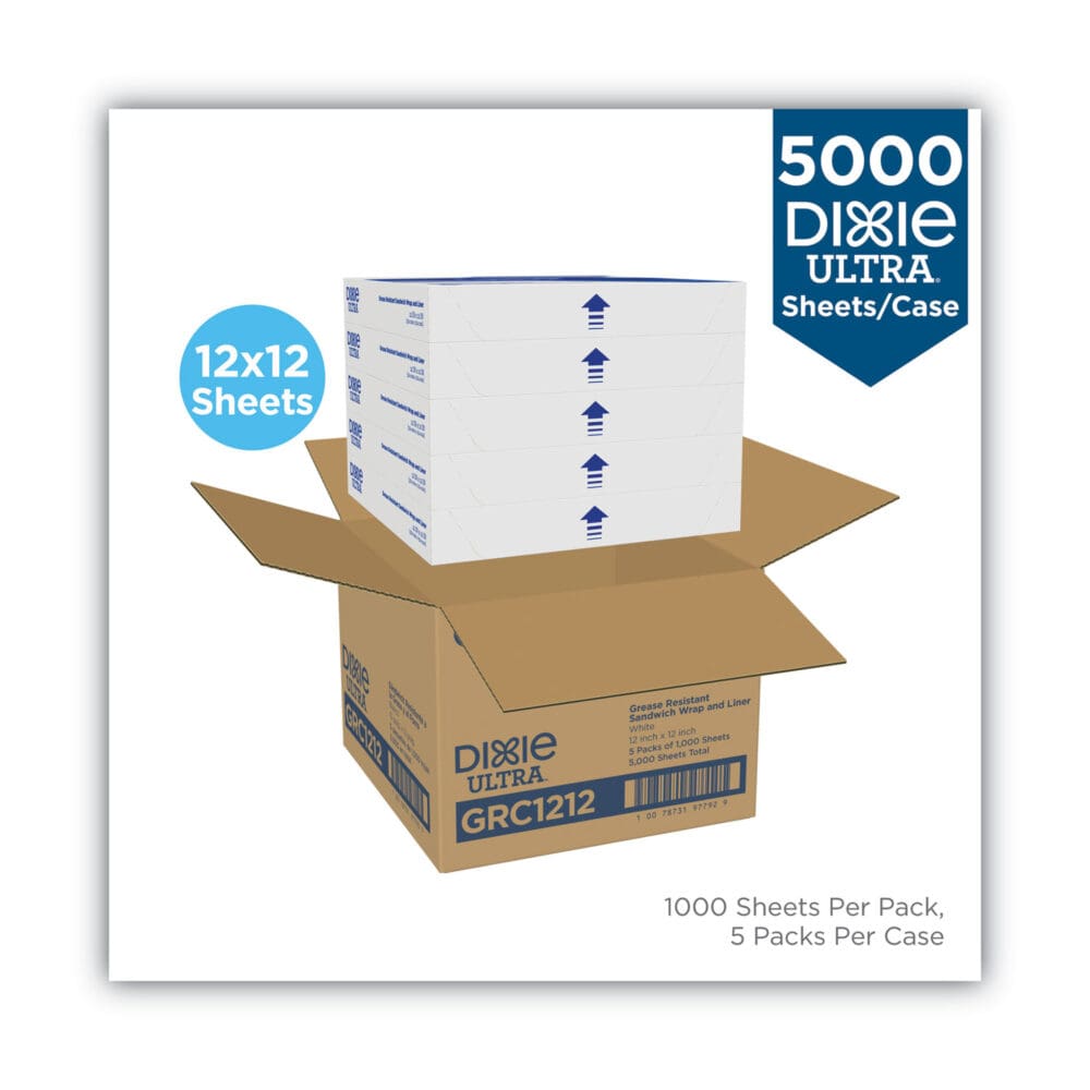 All-Purpose Food Wrap, Dry Wax Paper, 12 x 12, White, 1,000/Carton - Image 2