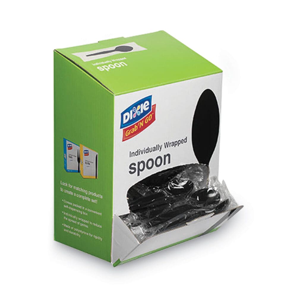 Grab?N Go Wrapped Cutlery, Teaspoons, Black, 90/Box, 6 Box/Carton - Image 8