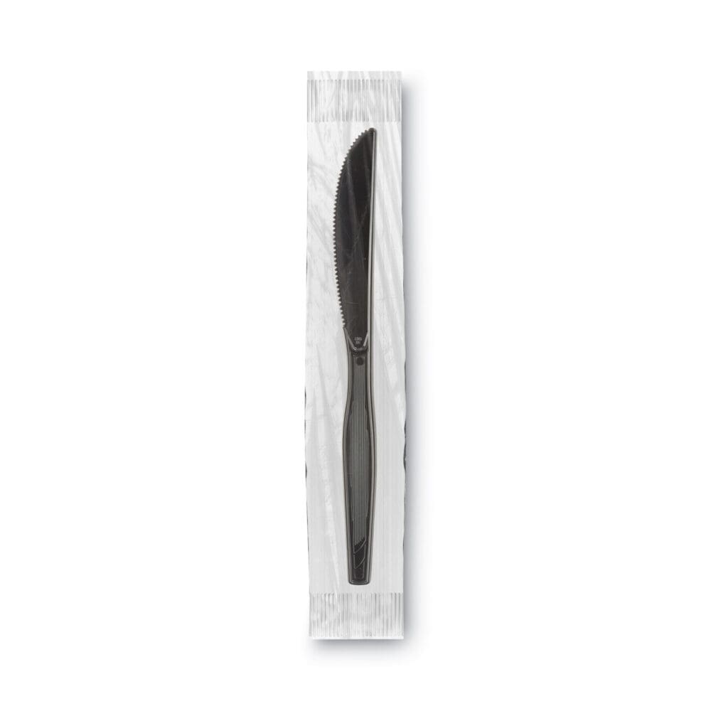 Grab?N Go Wrapped Cutlery, Knives, Black, 90/Box, 6 Box/Carton - Image 2