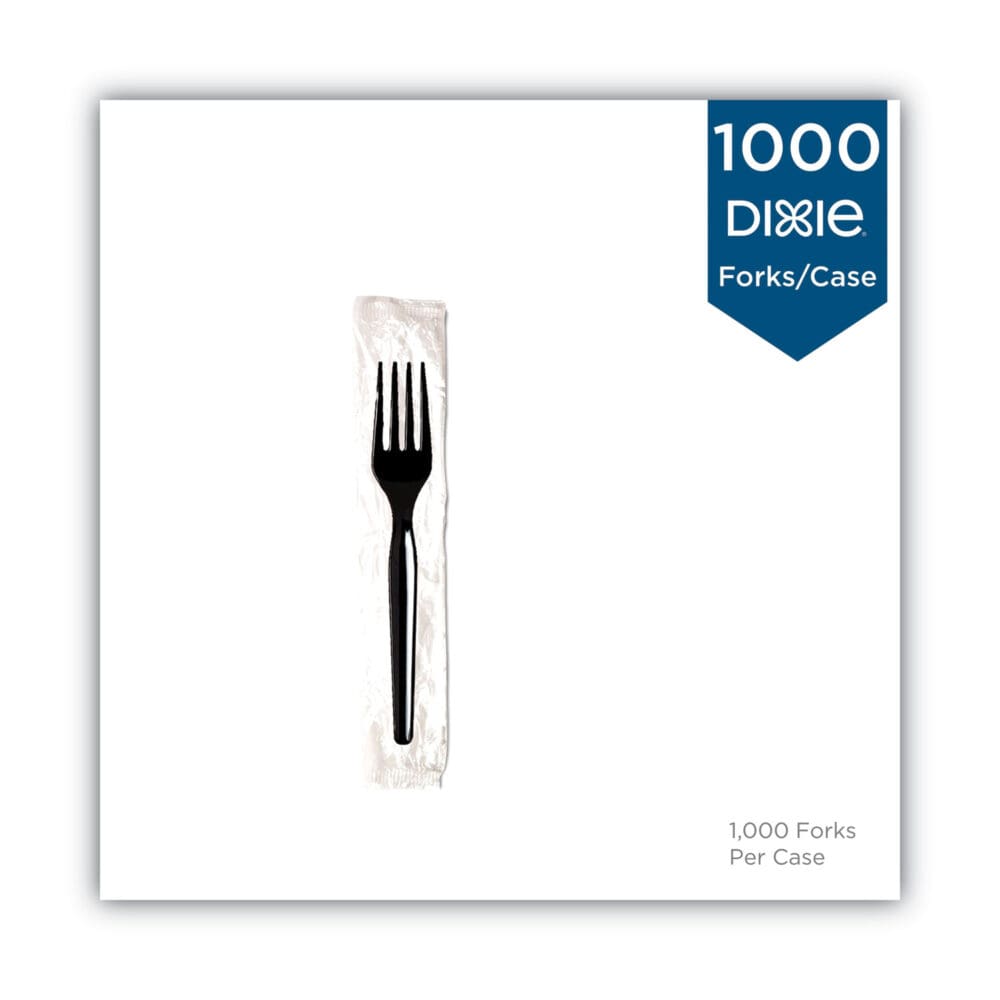 Individually Wrapped Mediumweight Polystyrene Cutlery, Fork, Black, 1,000/Carton - Image 3