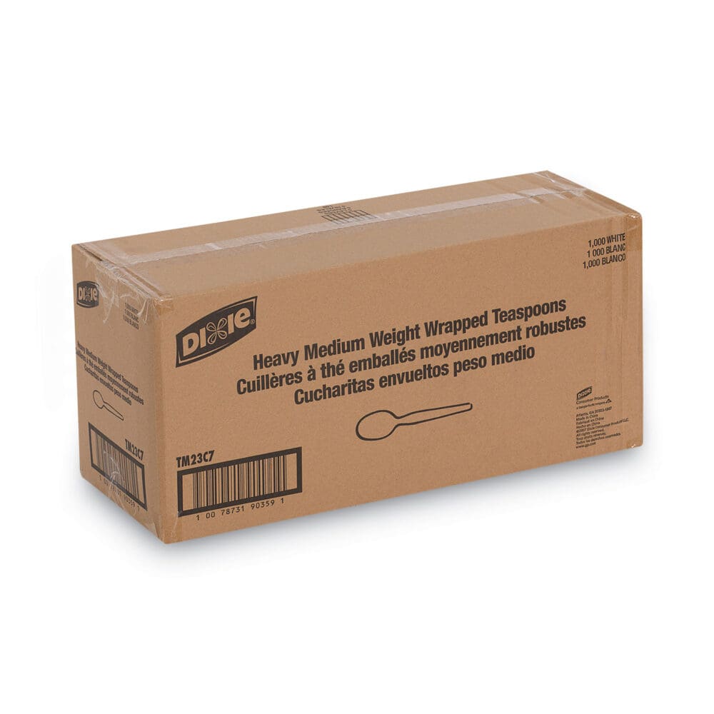 Individually Wrapped Mediumweight Polystyrene Cutlery, Teaspoons, White, 1,000/Carton - Image 3