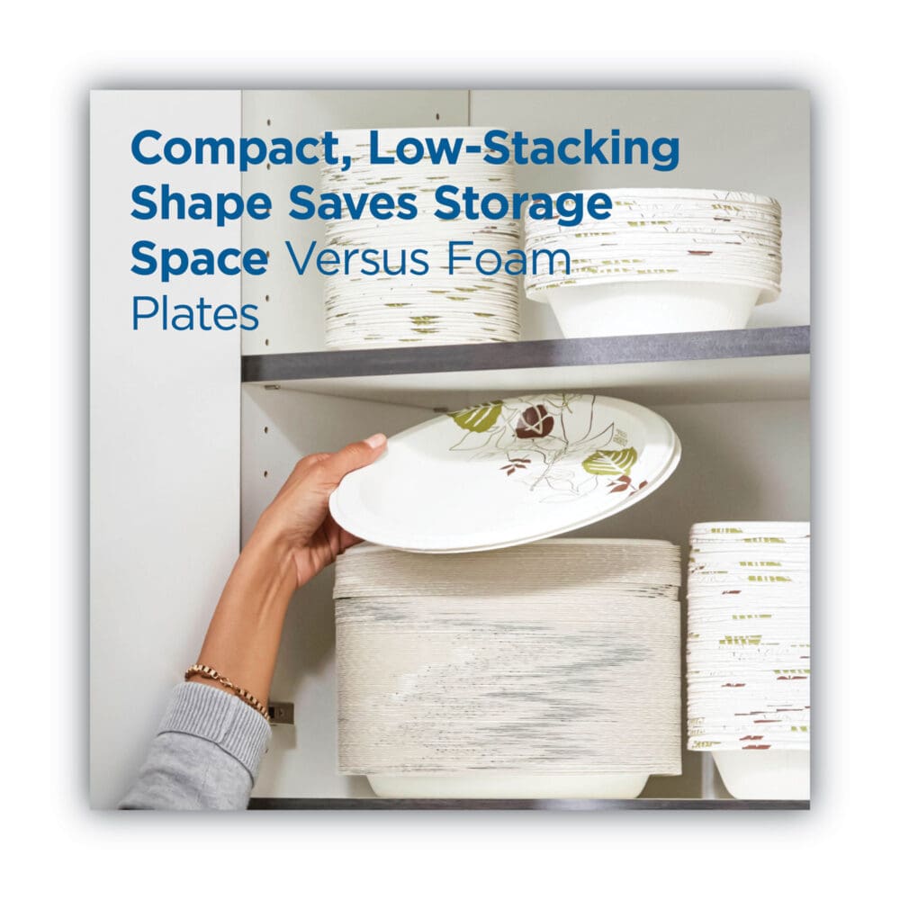 Pathways Soak Proof Shield Heavyweight Paper Plates, 8.5" dia, Green/Burgundy, 125/Pack - Image 4