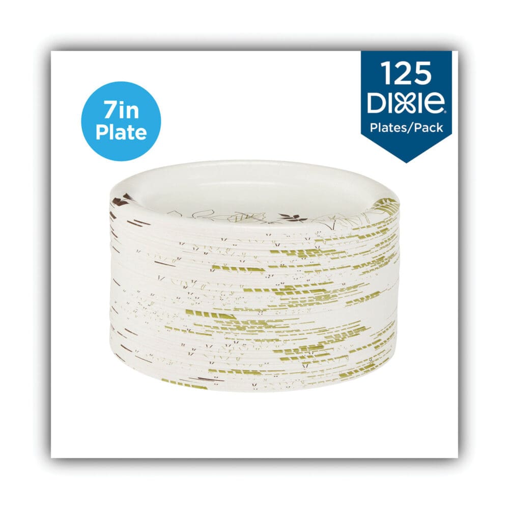 Pathways Soak-Proof Shield Mediumweight Paper Plates, WiseSize, 6.88" dia, Green/Burgundy, 125/Pack - Image 2