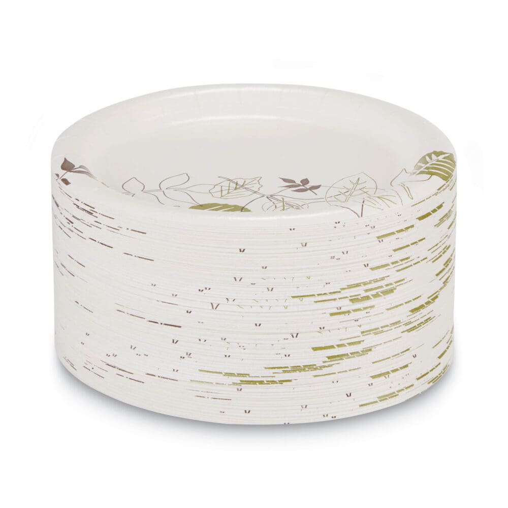 Pathways Soak-Proof Shield Mediumweight Paper Plates, 6.88" dia, Green/Burgundy, 125/Pack, 8 Packs/Carton - Image 2