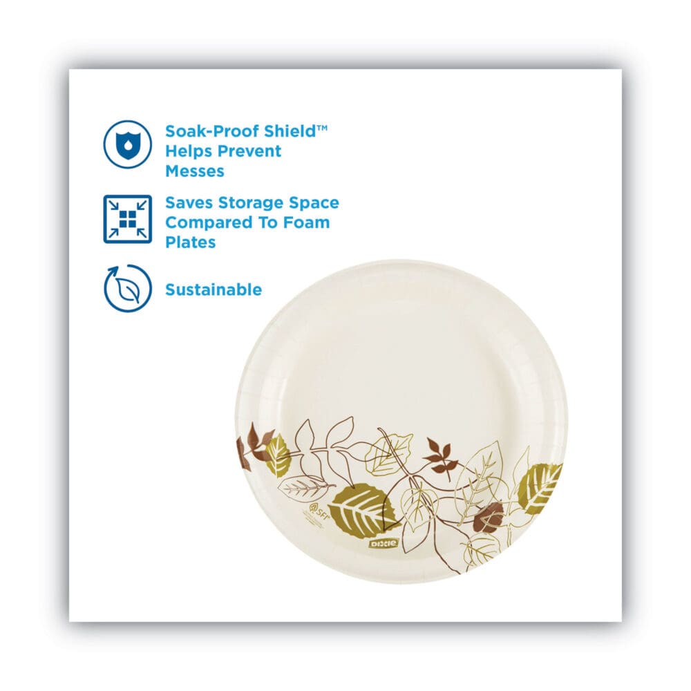 Pathways Soak-Proof Shield Mediumweight Paper Plates, WiseSize, 8.5" dia, Green/Burgundy, 125/Pack - Image 6