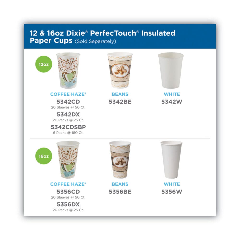 PerfecTouch Paper Hot Cups and Lids Combo, 10 oz, Multicolor, 50 Cups/Lids/Pack - Image 3