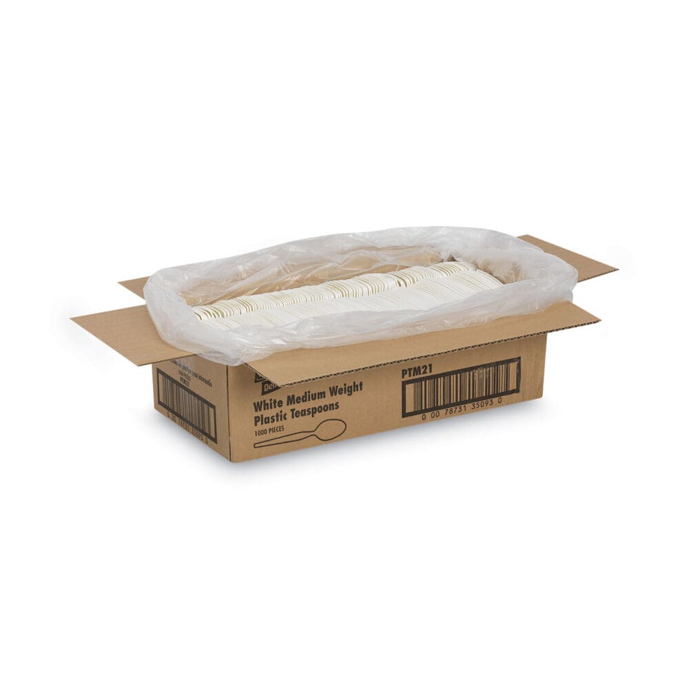Plastic Cutlery, Mediumweight Teaspoons, White, 1,000/Carton - Image 4