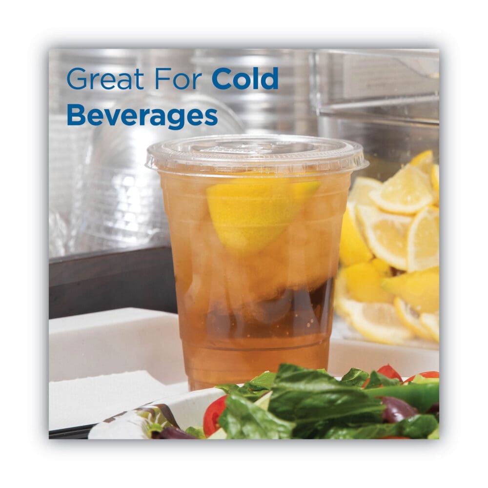 Cold Drink Cup Lids, Fits 9 oz to 12 oz Plastic Cold Cups, Clear, 100/Sleeve, 10 Sleeves/Carton - Image 5
