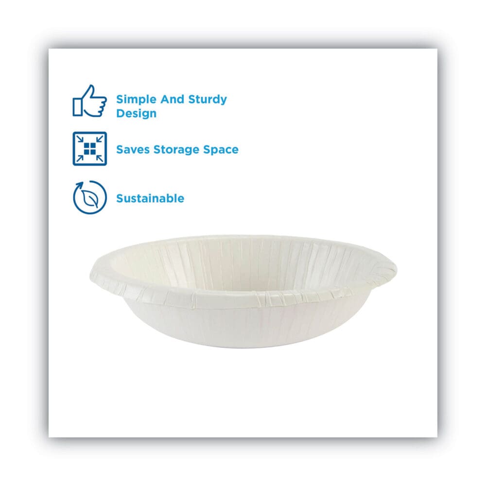 Paper Dinnerware, Plates, White, 8.5" dia, 125/Pack, 4/Carton - Image 3