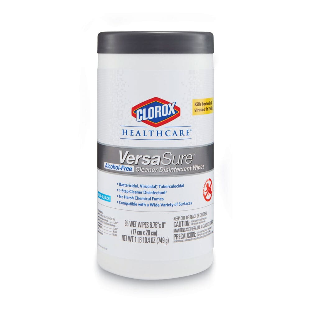 VersaSure Cleaner Disinfectant Wipes, 1-Ply, 6.75 x 8, Fragranced, White, 85/Canister, 6 Canisters/Carton - Image 11