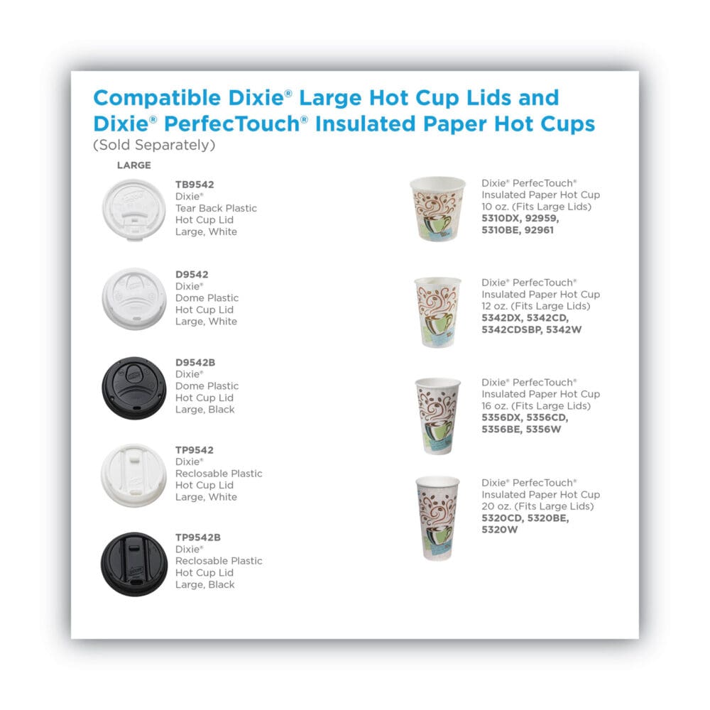 Dome Drink-Thru Lids, Fits 10 oz to 20 oz Dixie Paper Hot Cups, White, 100/Pack - Image 4